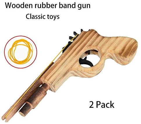 Wooden Rubber Band Gun Kids Outdoor Toy with 100 Rubber Bands 9 Inches –  Toytopone