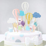 60 Pack Cupcake Toppers Sky Theme Kit Include Cloud Balloon Moon Stars Kit Birthday Party Baking Decoration Supplies