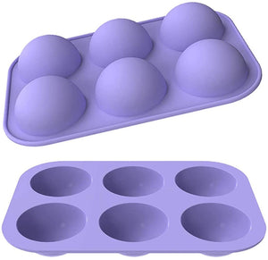Pack of 2 Purple Silicone Chocolate Mold Small 6 Half Circle Holes Dia.2.1" For DIY Baking, Cupcake,Chocolate, Jelly, Pudding, Handmade Soap,Fondant, Bakeware Kitchen Tools