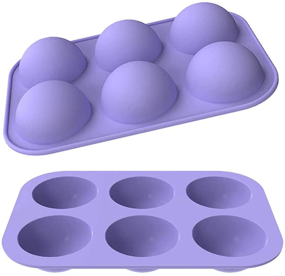 Pack of 2 Purple Silicone Chocolate Mold Small 6 Half Circle Holes Dia.2.1