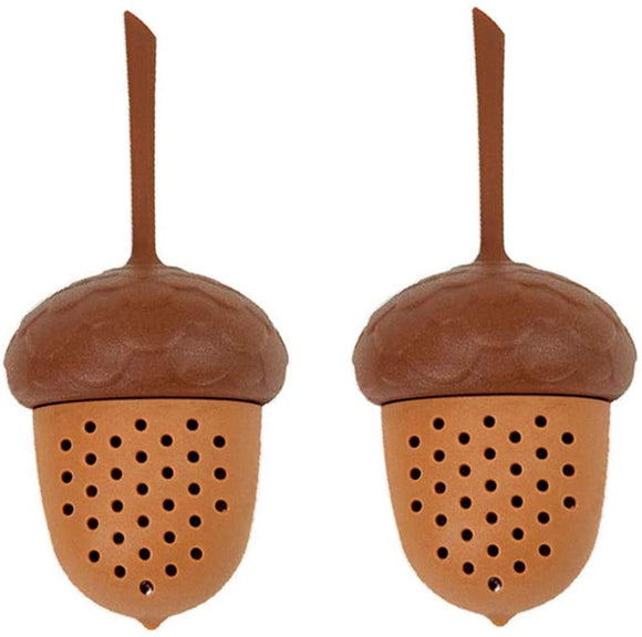2Pcs Acorn Cute Tea Infuser Animal Cute Tea Strainer Creative Silicone Tea Filter Reusable Loose Tea Leaf Accessories with Long Handle for Home Kitchen Ideal Gift