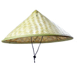 Pack of 2 Chinese Oriental natural Bamboo Leaves Green Cone Garden Fishing Hat