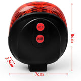 New Bicycle Cycling Laser Taillight Water Resistant 2 Laser 5 LEDs 7 Modes Waterproof Back Rear Red Light