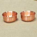 Set of 2 Pure Copper Bowl Votive T Light Candle Holder The Bottom is Carved with Lotus Decoration .Dia.2.5 / High 1.2 Inches