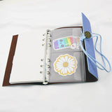 Reusable Sticker Book Sticker Collecting Album Won't Harm Stickers 7.4" x 4.6" PU Synthetic Leather Cover 6-Hole (Pink)