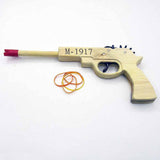 Wood Rubber Band Gun Outdoor Wooden Toy Easy Load with 100 Rubber Bands 12.5 Inches Length
