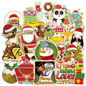 Christmas Stickers of Gilding, Santa Claus, Snowman, Christmas Tree, Christmas Window clings，Merry Christmas Classroom Party Supplies （52 Pcs）