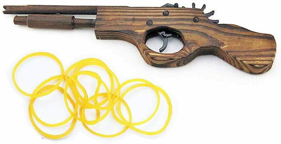 Solid Wooden Rubber Band Gun with 100 Rubber Bands 12