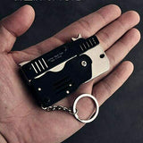 Mini Metal Rubber Band Gun Folding 6-Shot with Keychain and Rubber Band 100+
